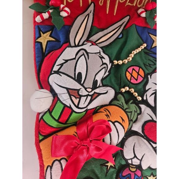 Warner Bros Store Looney Toons Huge Christmas Stocking 2000 Taz Tweety Plush Y2K - Picture 12 of 16